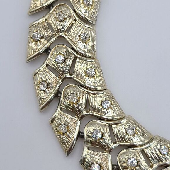 Vintage CORO Goldtone Rhinestone Necklace, Adjustable Length - Picture 5 of 10